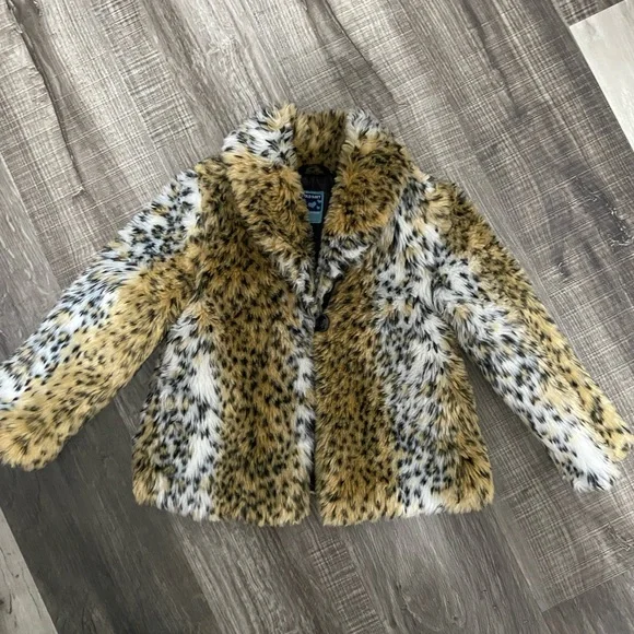 Old Navy Leopard Print Faux Fur Jacket Toddler Girls 5T - Picture 2 of 7